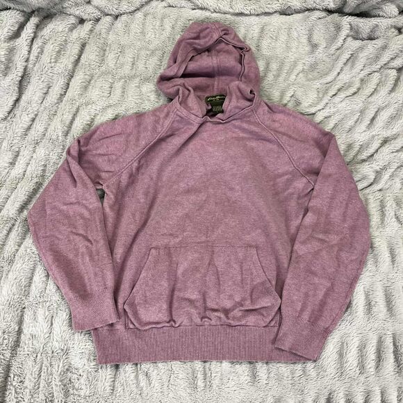 Eddie Bauer Hoodie Womens Large Purple Cotton Cashmere Pullover Kangaroo Pocket - Picture 1 of 6